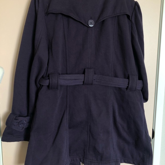 Dark purple tie waist trench coat jacket - Picture 3 of 8